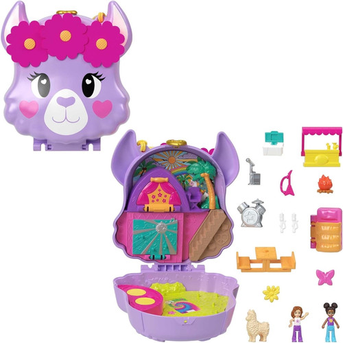 Mattel - Polly Pocket - Coffret aventures du Lama avec 2 mini-figurines et 13 accessoires Mattel  - Polly pocket