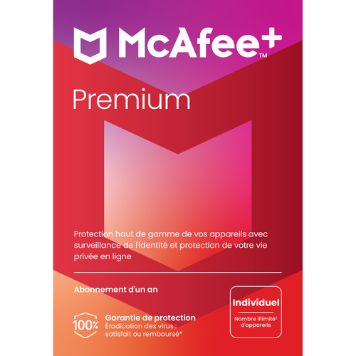 McAfee - Mcafee+ premium individuel - licence 1 an - tous les appareils 1 utilisateur - a télécharger McAfee  - Antivirus et Sécurité McAfee