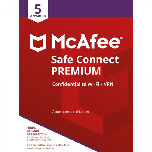 Suite de Sécurité McAfee VPN Safe Connect Premium - Licence 1 an - 5 postes - A télécharger