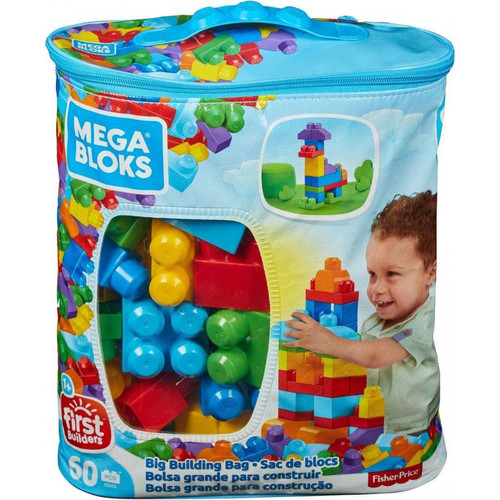 Briques et blocs MEGA BLOKS jeu de blocs de construction de 60 pièces pour bébé et enfant de 1 à 5 ans bleu