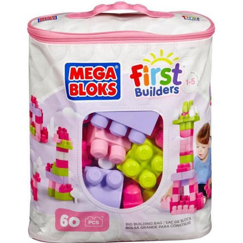 Briques et blocs MEGA BLOKS MEGA BLOKS First Builders Sac Rose 60 blocs - 12 mois et +