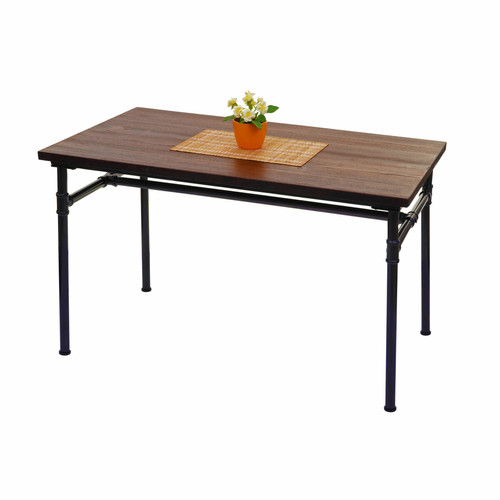 Mendler - Table pour salle à manger HWC-H10b, bar, gastronomie, bois d'orme, standards MVG, noir-marron 120x70 cm Mendler  - Table chaise salle manger