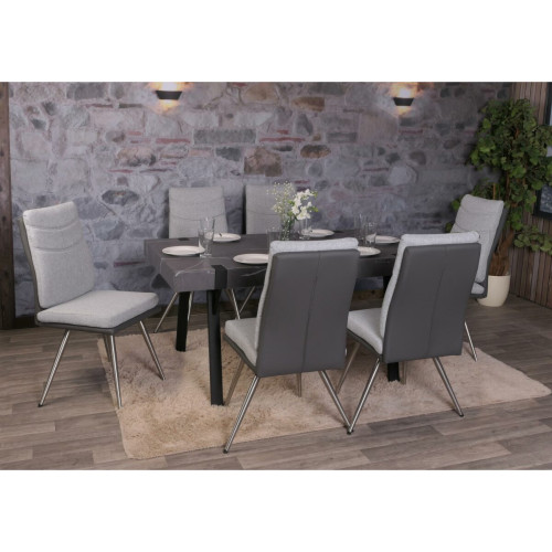 Mendler - Lot de 6 chaises de salle à manger HWC-G54, chaise de cuisine chaise, textile/simili cuir inox brossé ~ gris Mendler  - Mendler