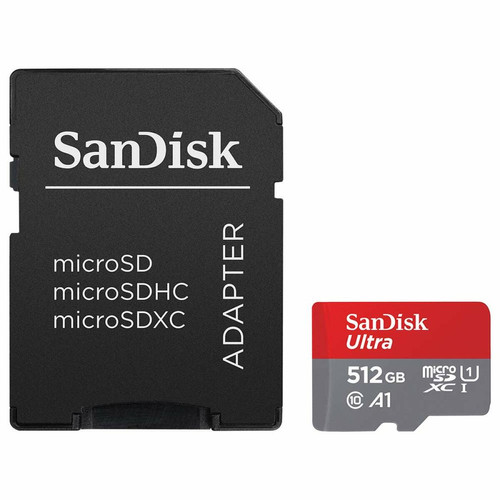 Mgm SanDisk Ultra - Flash-Speicherkarte (microSDXC-an-SD-Adapter inbegriffen) - 512GB - A1 / UHS Class 1 / Class10 - microSDXC UHS-I (SDSQUAC-512G-GN6FA)