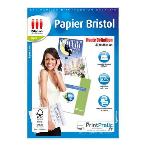 Micro Application - Papier créatif MICRO APPLICATION 30f A4 Bristol Recto Verso Micro Application  - Micro Application