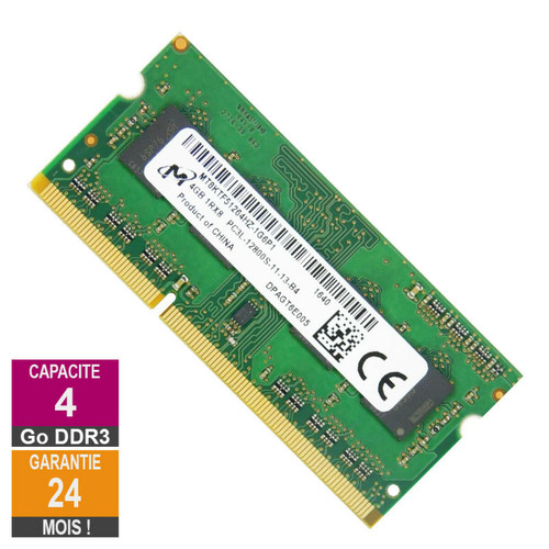 RAM PC Micron Barrette Mémoire 4Go RAM DDR3 Micron MT8KTF51264HZ-1G6P1 SO-DIMM PC3L-12800S 1Rx8