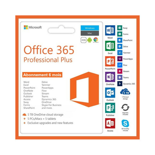 Microsoft - Microsoft Office 365 (PC, Mac, iOS, Android, Chromebook) - Validité 6-12 mois - A télécharger - Livraison rapide 7/7j Microsoft  - Logiciels