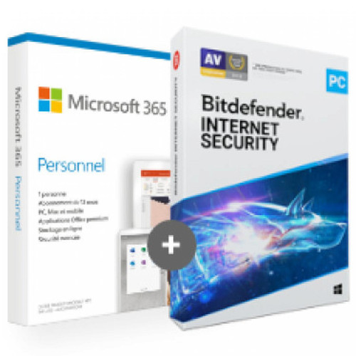 Microsoft - Microsoft 365 Personnel + Bitdefender Internet Security - Licence 1 an - 1 utilisateur  - A télécharger Microsoft  - Logiciel pour Mac Microsoft