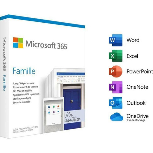 Microsoft - MICROSOFT OFFICE 365 Famille FR 6 Utilisateurs MAC/PC 1an (Version boite) Microsoft  - Microsoft office mac