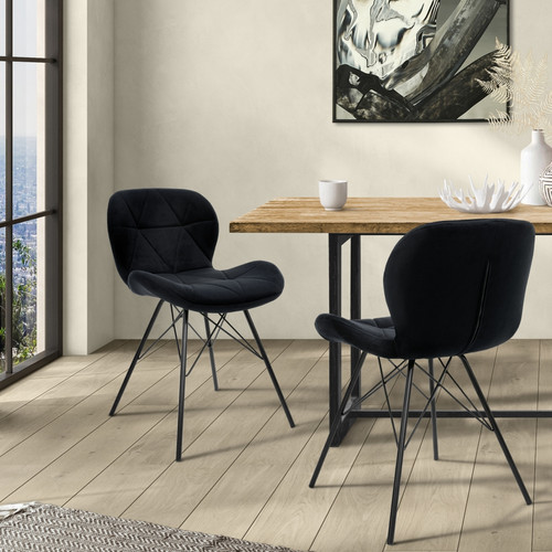 ML-Design - Chaise de salle à manger, lot de 2, revêtement en velours noir avec pieds en métal, matériel de montage inclus ML-Design ML-Design  - Table chaise salle manger