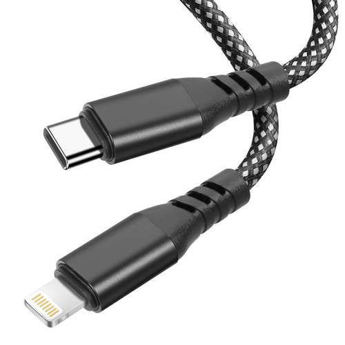 Moxie - Câble pour iPhone en nylon tressé noir 2m, USB-C vers Lightning, Moxie Moxie  - Moxie