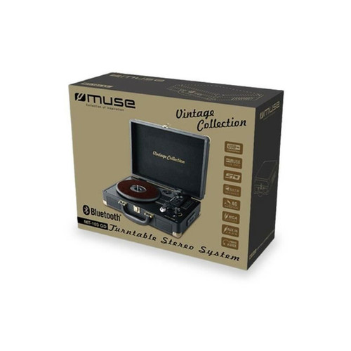 Muse Platine vinyle stéréo vintage collection 33/45/78 tours avec enceintes intégrées - USB/SD/AUX - Prise casque