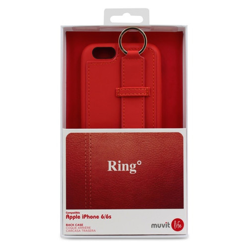 Muvit Muvit Coque pour iPhone 6 / 6S / 7 / 8 Ring Élégante avec Lanière Rouge