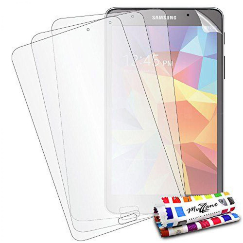 Coque, étui smartphone Muzzano Muzzano UltraClear F1402218 Pack de 3 films de protection d'écran avec stylet/chiffon pour Samsung Galaxy Tab 4 8`` Transparent