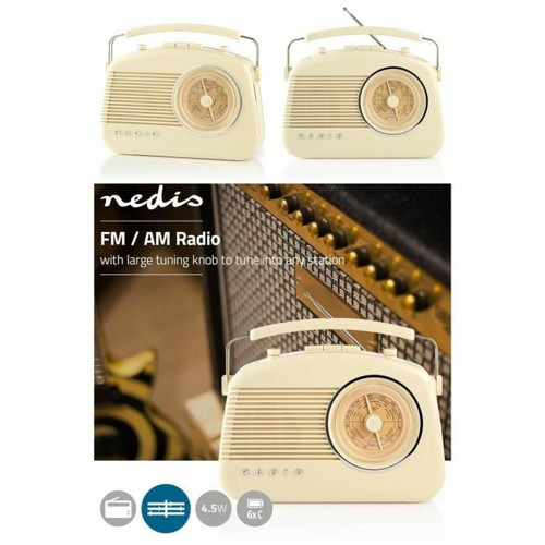 Nedis - Radio AM/FM Bluetooth design rétro avec une large bande de fréquence Analogique 4.5W avec Poignée de transport Nedis  - Enceinte et radio Nedis