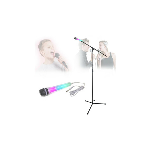 Njs - Pied de microphone Njs en acier à hauteur réglable pour Chant Karaoké avec Micro Gris Effet lumineux Disco Njs  - Njs