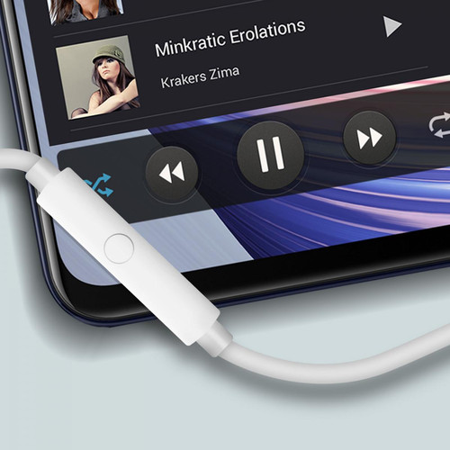 Oreillette bluetooth Écouteurs filaires USB-C Microphone Bouton Multifonction Oppo Blanc