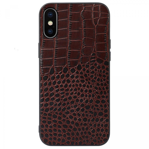 Other - Coque en cuir véritable texture crocodile café pour votre iPhone XS Max 6.5 pouces Other  - Other