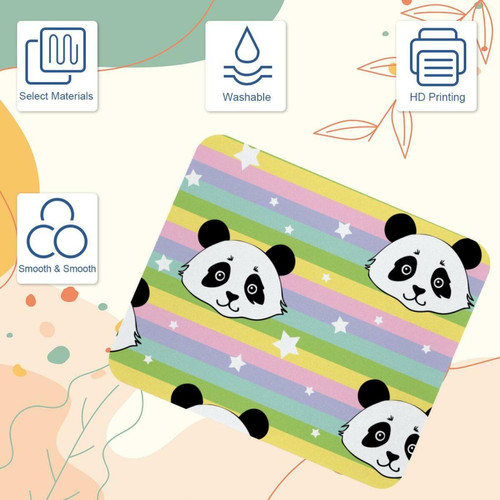 ownta OWNTA Colorful Rainbow Stripes Panda Stars Modèle Tapis de bureau avec tapis de souris, fond en caoutchouc antidérapant imprimé, adapté au bureau et aux jeux