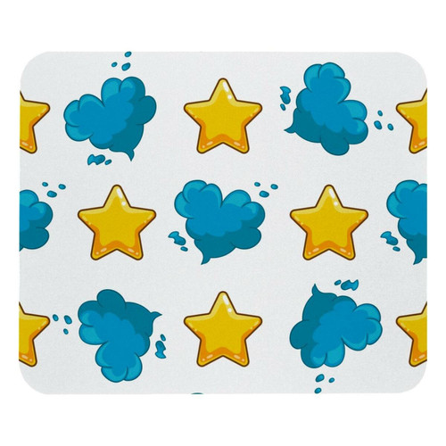 Tapis de souris ownta OWNTA Blue Cloud Yellow Stars Modèle Tapis de bureau avec tapis de souris, fond en caoutchouc antidérapant imprimé, adapté au bureau et aux jeux