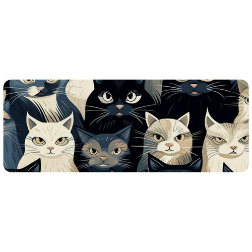 ownta - OWNTA Cats Grand tapis de bureau à motif : tapis de jeu rectangulaire étendu de 11,8 x 31,3 pouces avec fond en caoutchouc antidérapant - adapté au bureau à domicile - grand tapis de souris ownta  - Tapis de souris gamer Tapis de souris