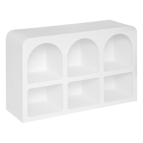 Pegane - Meuble Etagère, bibliothèque avec 6 niches en bois coloris blanc - Longueur 110   x Profondeur 35  x Hauteur 71,5  cm Pegane  - Bibliothèques, vitrines