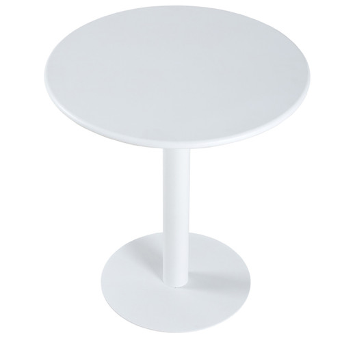 Pegane - Table ronde en métal coloris blanc - diamètre 70  x hauteur 73 cm Pegane  - table ronde avec rallonge Tables à manger