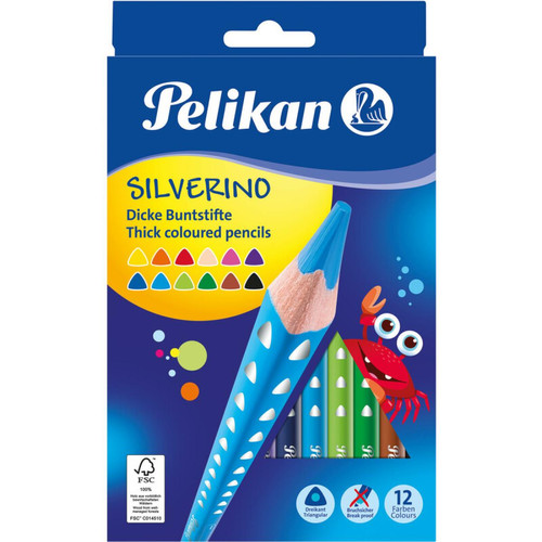 Pelikan - Pelikan Crayon de couleur triangulaire SILVERINO gros, étui () Pelikan  - Pelikan