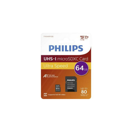 Philips - Philips FM64MP45B Carte mémoire flash (adaptateur SD inclus(e)) 64 Go UHS I Class10 SDXC Philips  - Carte SD Philips