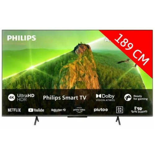 Philips - TV LED 4K 189 cm 75PUS8108/12 Ambilight 189 cm 4K UHD Philips  - TV PHILIPS Ambilight TV, Home Cinéma