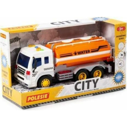 Polesie - Chariot de réservoir pour enfant - Jouet de ville - Orange - Volant d'inertie - Avec son lumineux Polesie  - Volant voiture jouet