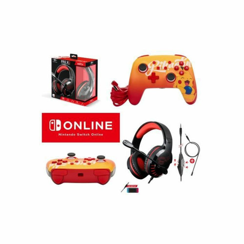 Power A - Manette SWITCH Filaire Nintendo Pokémon Pikachu BERRY Orange Officielle + Casque Gamer PRO H3 Rouge SPIRIT OF GAMER SWITCH Power A  - Manettes Switch Power A