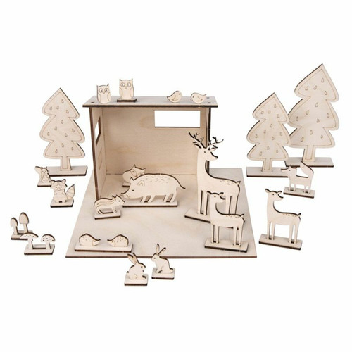 Rayher - Kit Décor 3D Animaux de la forêt en bois FSC 45 pièces Rayher  - Calendrier de l avent lego ninjago