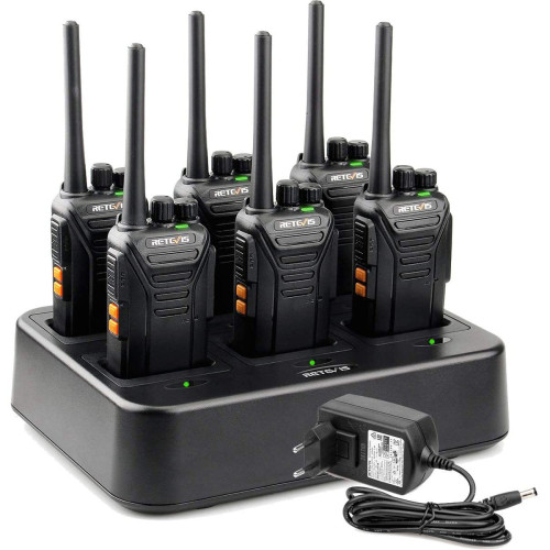 Talkies Walkies Retevis talkie walkie professionnel 16 Canaux avec chargeur à 6 emplacements noir