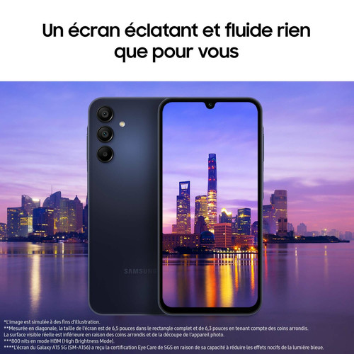 Smartphone Android Galaxy A15 - 5G - 4/128 Go - Bleu nuit