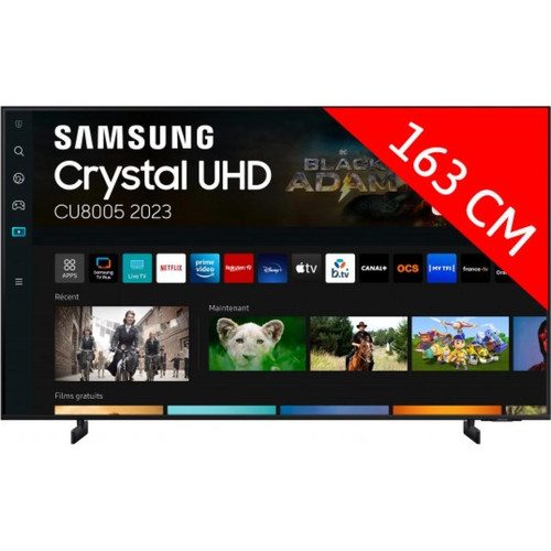 Samsung - TV LED 4K 163 cm 65CU8005 Crystal 2023 Samsung  - TV, Télévisions 65 (165cm)