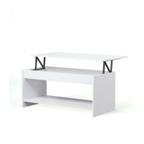 Sans Marque - HAPPY Table basse relevable style contemporain blanc mat - L 100 x l 50 cm Sans Marque  - Table basse relevable en bois Tables basses