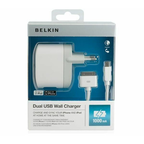 Seven 7 - Belkin - F8Z597cw03 - Chargeur secteur avec double USB pour iPod / iPhone - Blanc  Câble iPod Seven 7  - Seven 7