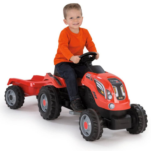 Smoby - Smoby Tracteur à enfourcher enfant avec remorque Farmer XL Rouge Smoby  - Smoby
