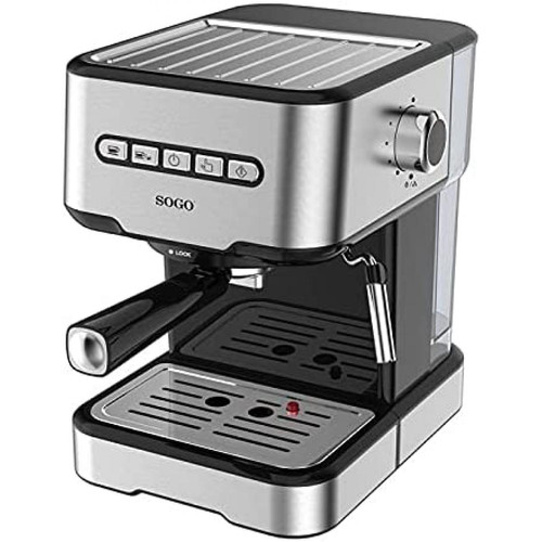 Expresso - Cafetière Sogo machine à café avec bec vapeur et pompe à pression 20 bar 850W gris noir