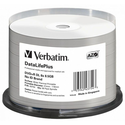 DVD Vierge Verbatim DVD+R Double Layer Wide Thermal Printable 8x