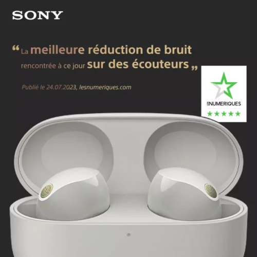 Ecouteurs intra-auriculaires Ecouteurs intra auriculaires sans fil Sony WF-1000XM5 à réduction de bruit - Argent