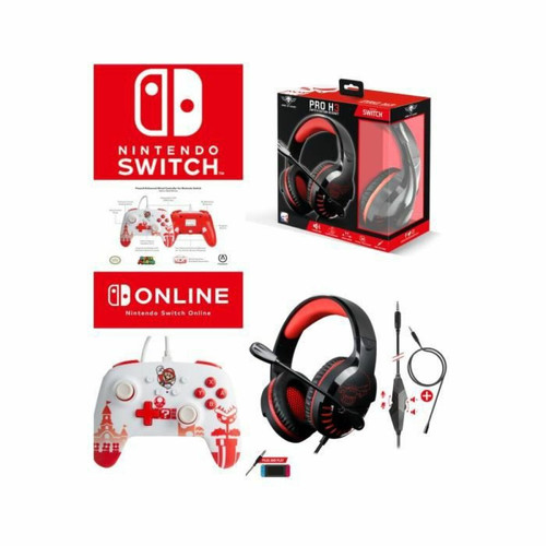 Spirit Of Gamer - Pack Manette SWITCH Filaire Nintendo MARIO ROUGE ET BLANC Officielle + Casque Gamer PRO H3 Rouge SPIRIT OF GAMER SWITCH Spirit Of Gamer  - Manettes Switch