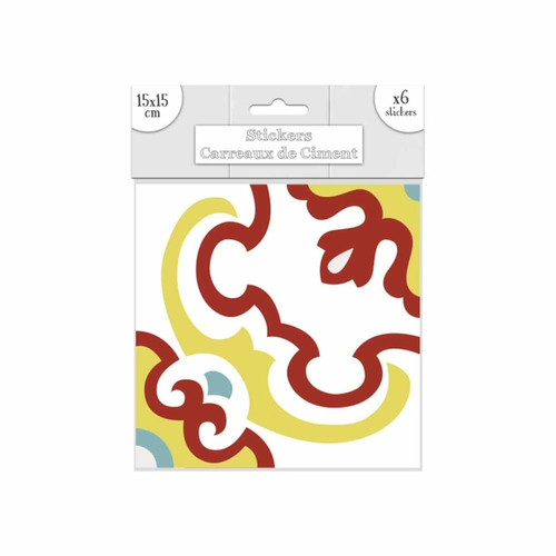 Sudtrading - 6 Stickers carreaux de ciment - 15 x 15 cm - Jaune et jaune Sudtrading  - Sudtrading