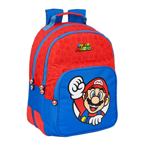 Super Mario - Cartable Super Mario Rouge Bleu (32 x 42 x 15 cm) Super Mario  - Super Mario