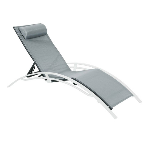 sweeek - Toile de remplacement pour bain de soleil LOUISA, en aluminium et textilène, avec têtière - Gris/Anthracite | sweeek sweeek  - Transats, chaises longues