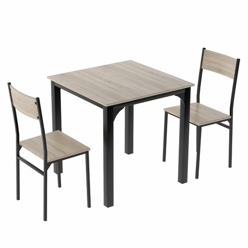 Sweiko - Ensemble de salle à manger, table de salle à manger avec 2 chaises, pour balcon & salle à manger & salon, couleur naturel Sweiko  - Table chaise salle manger