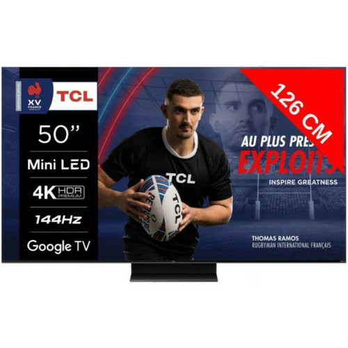 TCL - TV Mini LED 4K 126 cm TV 4K QLED Mini LED 50MQLED80 144Hz Google TV TCL  - TV 50'' à 55'' TCL