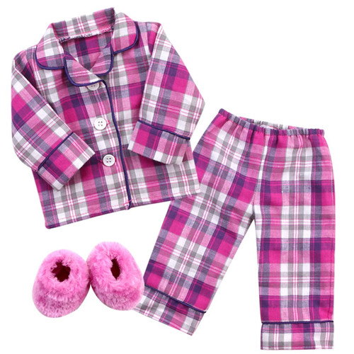 Teamson Kids - Sophia’s by Teamson Kids 3 Piece 18 "Doll Pink Pijama Tenue avec pantoufles set Teamson Kids  - Teamson Kids