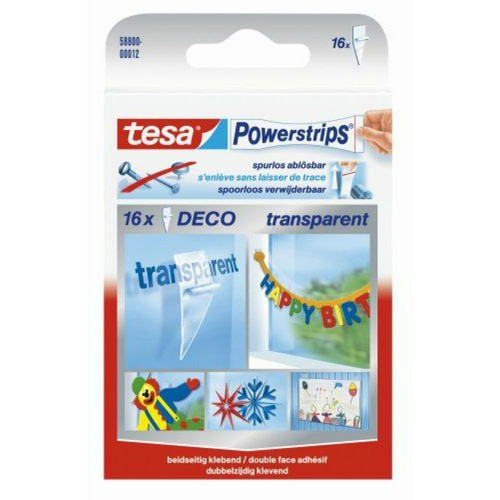 Tesa - Tesa 58800-12-00 Lot de 16 double-face adhésifs transparents Powerstrips Deco (Import Allemagne) Tesa  - Tesa
